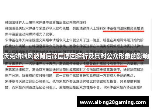 沃克婚姻风波背后深层原因探析及其对公众形象的影响